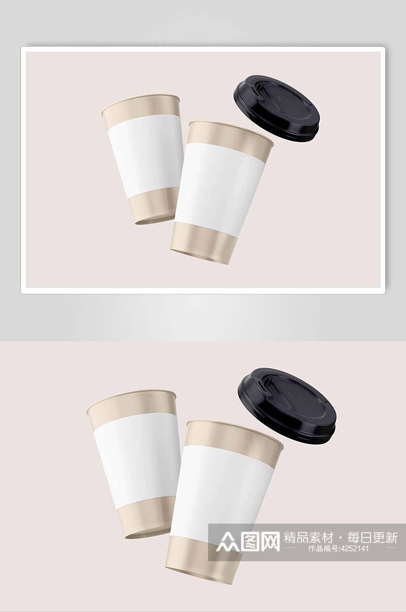 黑色盖子极简咖啡杯样机素材