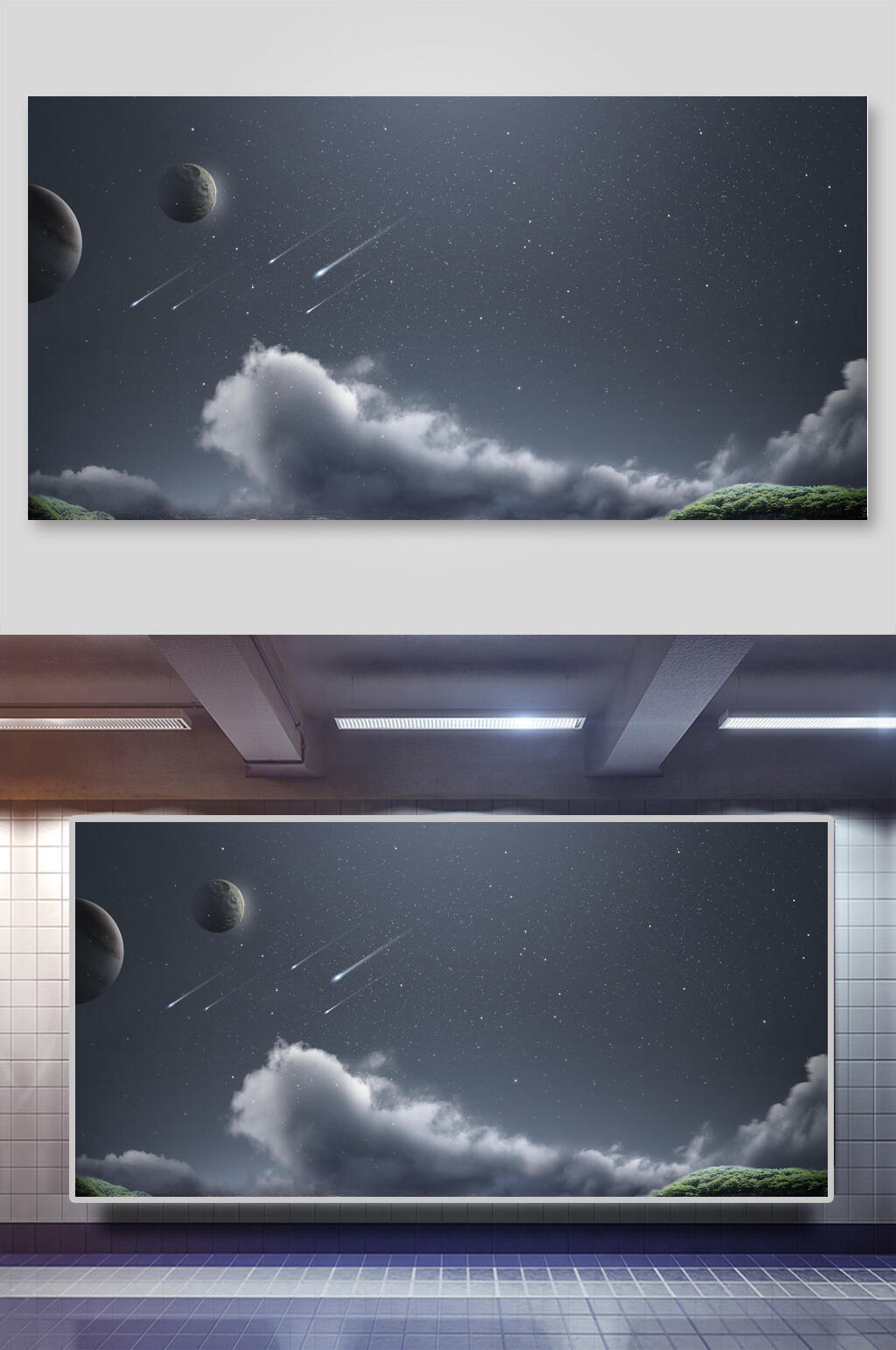 云朵黑色简约科技星球浩瀚宇宙背景素材