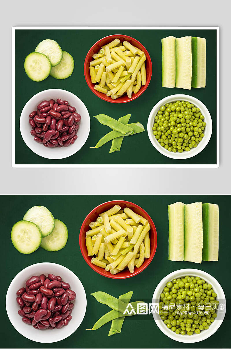大气豌豆青瓜片生鲜蔬菜素材素材
