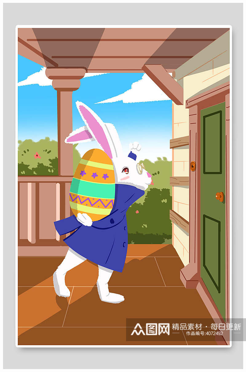 兔子卡通复活节插画素材