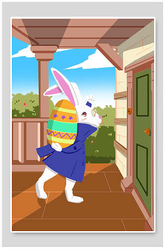 兔子卡通复活节插画