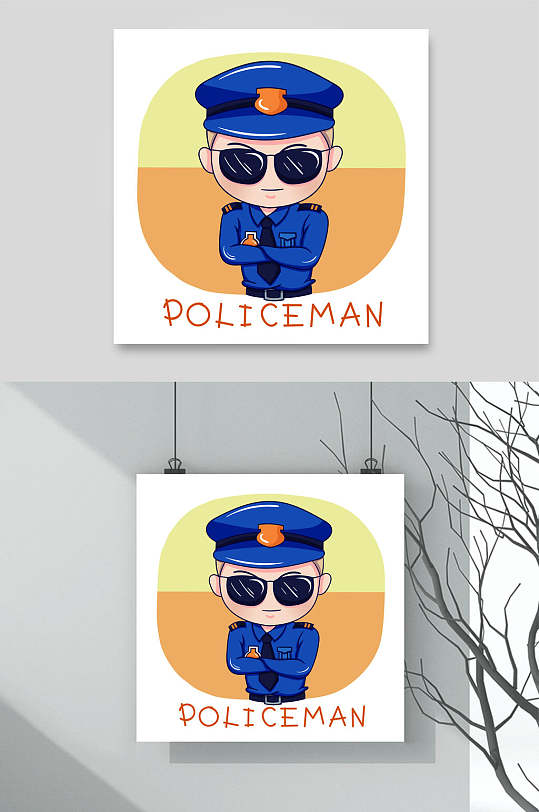 警察Q版卡通职业头像素材