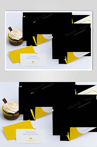 黄色创意糕点甜品包装样机