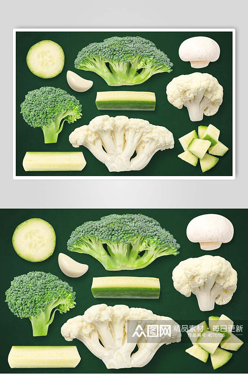 大气西蓝花蘑菇生鲜蔬菜素材素材