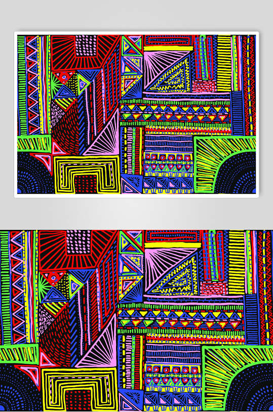 彩色线条高端创意民族花纹矢量素材