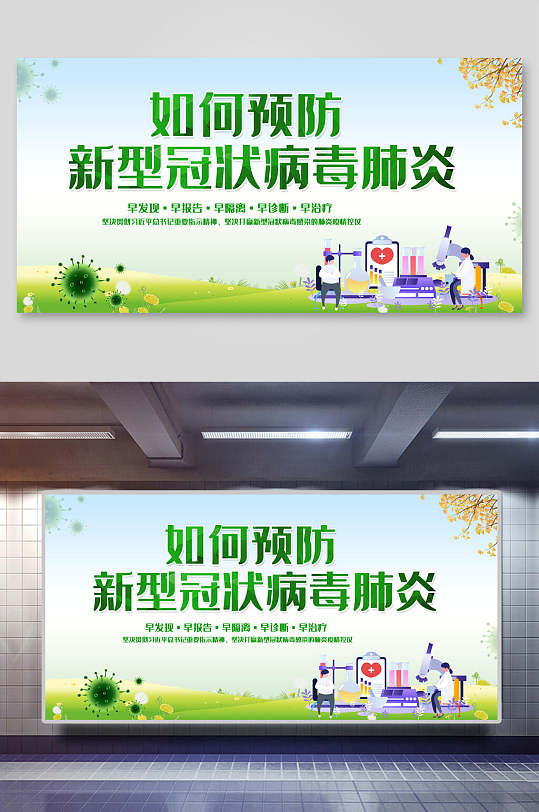 如何预防新型冠状病毒肺炎预防新冠病毒展板