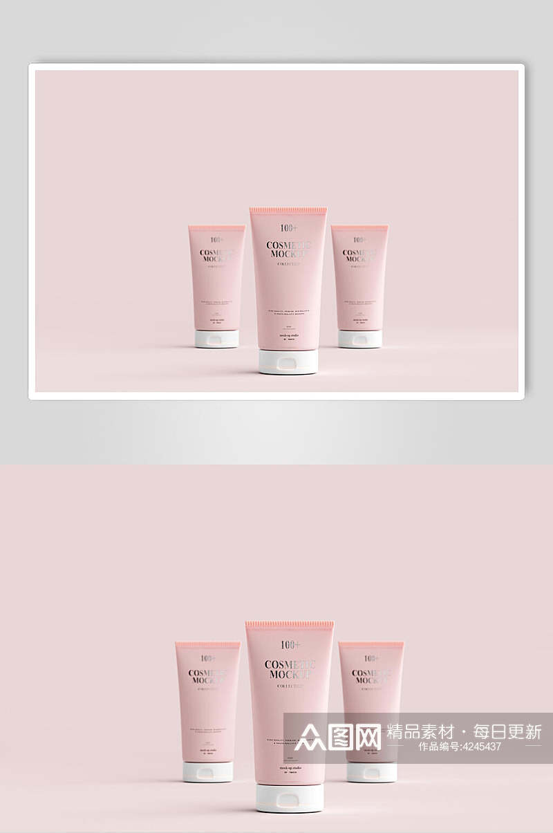 清新粉色大气化妆品样机效果图素材