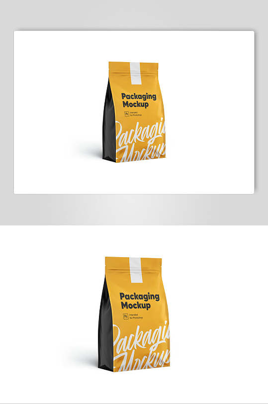 黄色英文八边封袋子样机-众图网