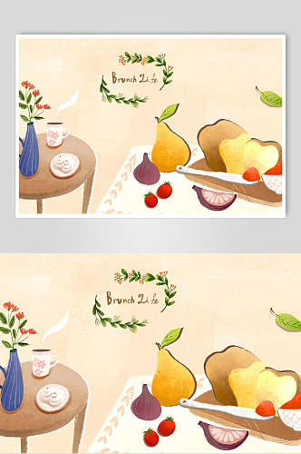 梨子手绘蔬菜水果美食素材