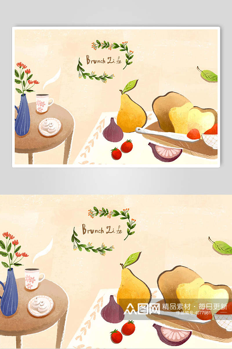 梨子手绘蔬菜水果美食素材素材