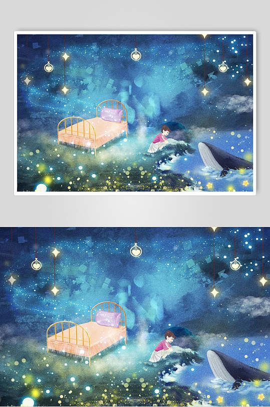 梦幻女孩森系野外仙境插画