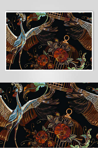 古典传统龙刺绣图腾素材