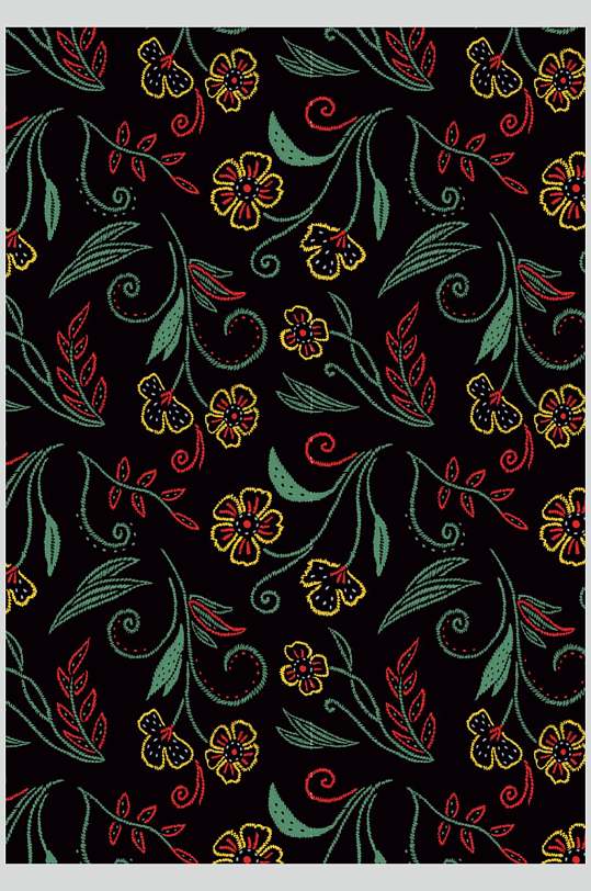 清新花朵创意高端古典印花图案素材