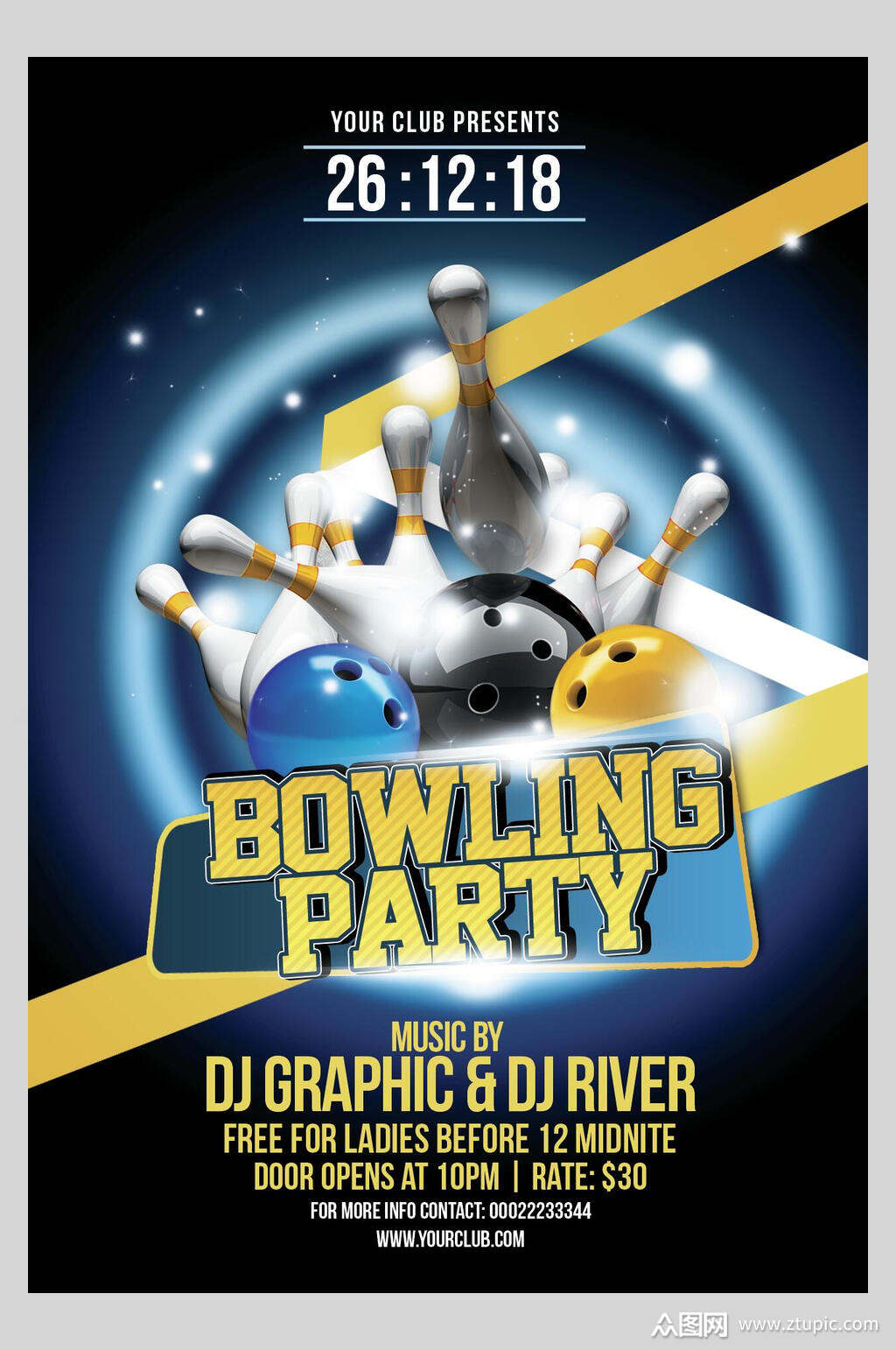 创意保龄球比赛海报