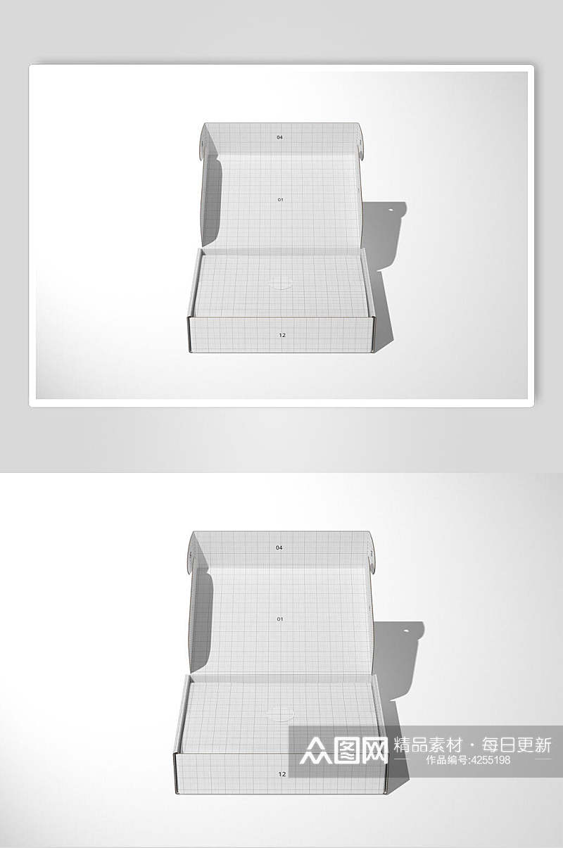翻盖白色飞机盒纸盒样机素材