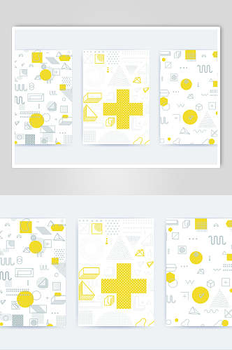 十字黄白创意高端植物笔刷海报素材
