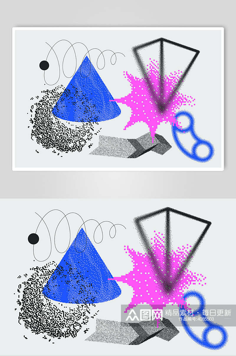 简约手绘高斑点创意几何图形素材素材