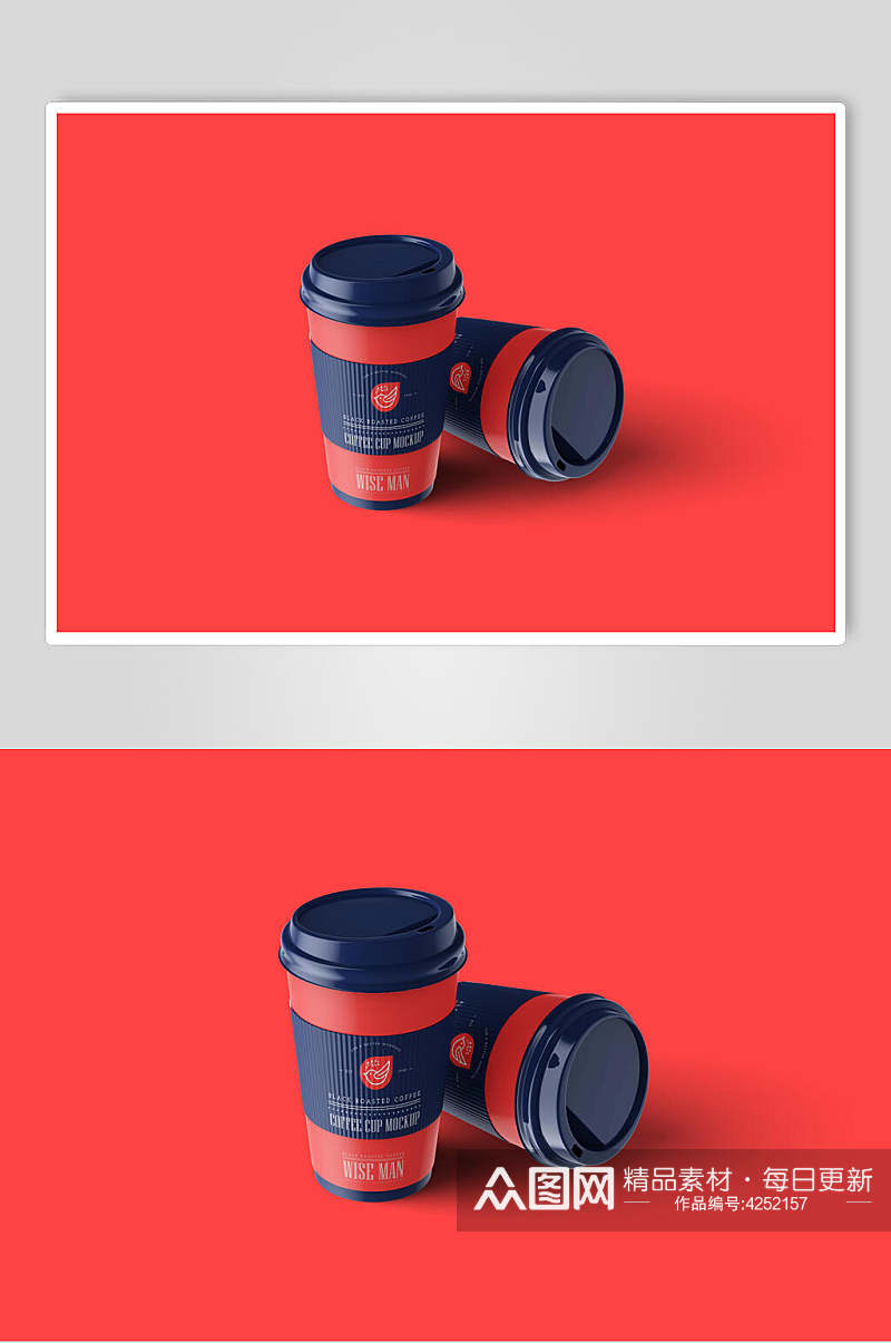 红色蓝盖咖啡杯样机素材