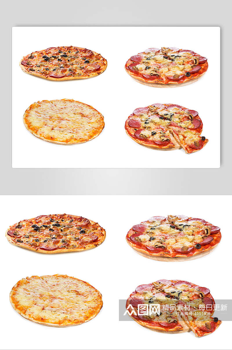 四种简约经典美食披萨图片素材