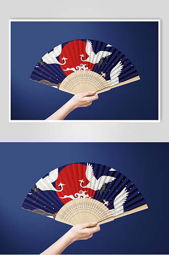 仙鹤中式折扇样机