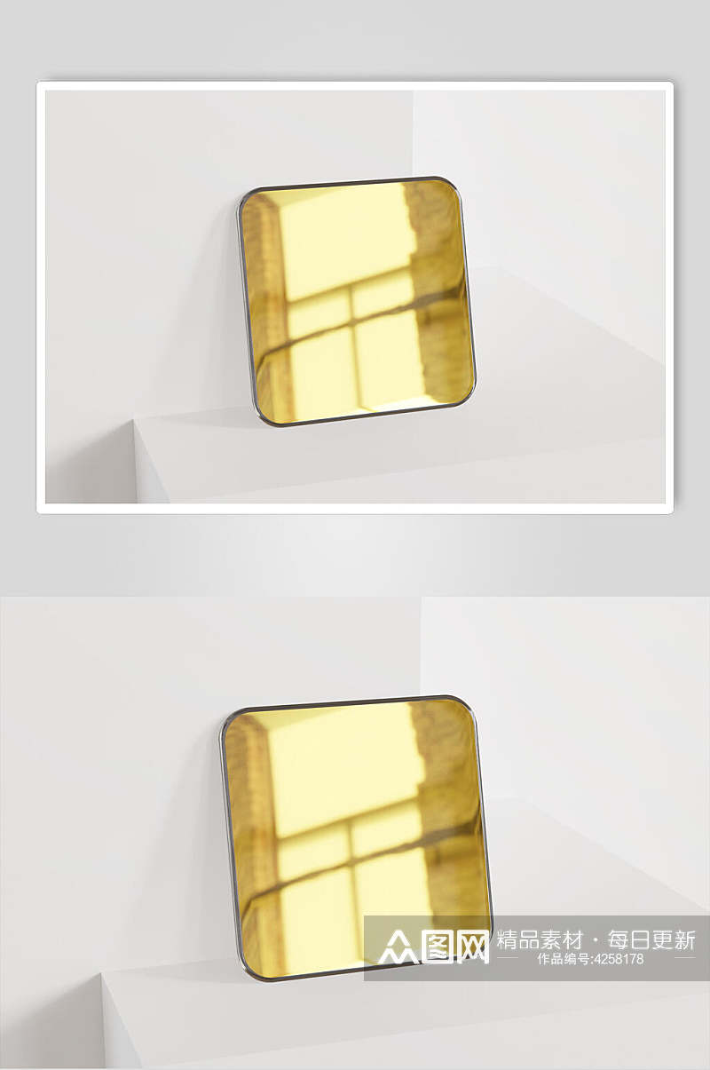 圆形边角透明亚克力玻璃徽标样机素材