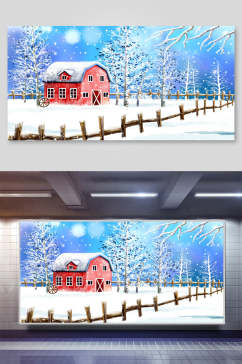 房子圣诞节雪地背景