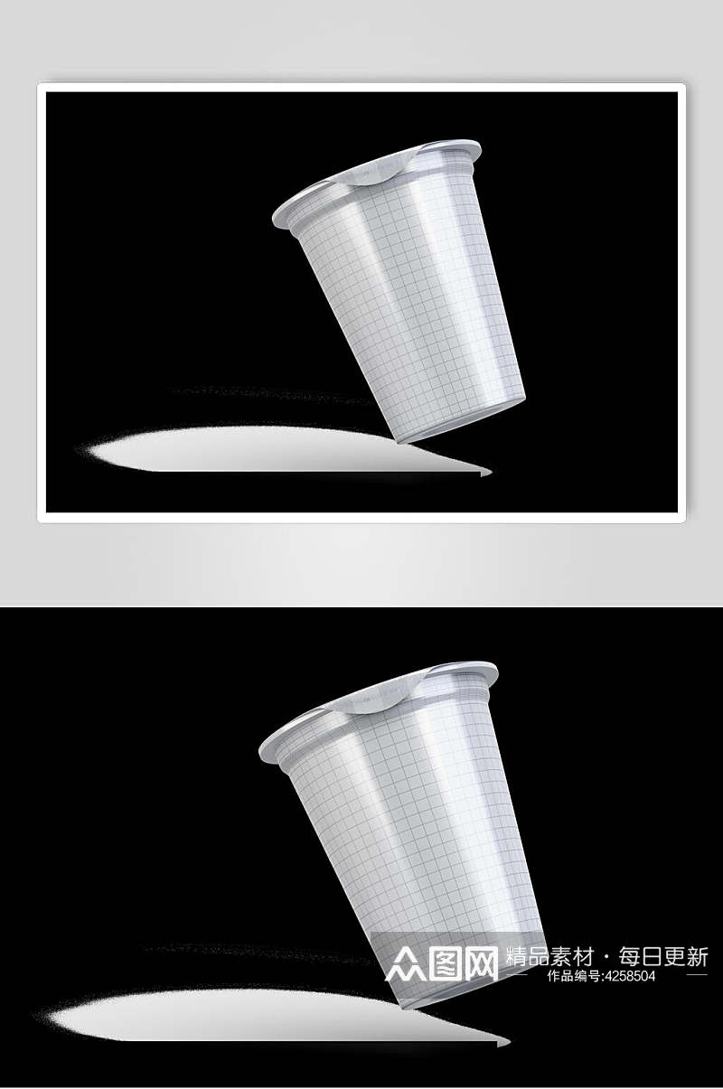 圆形黑留白线条纸杯水杯包装样机素材