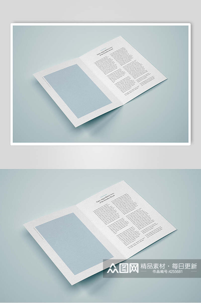 蓝色简约宣传单折页样机素材