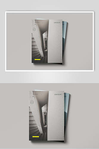 长方形薄装灰白色杂志展示样机