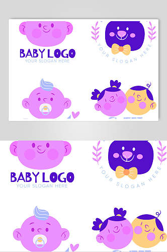 紫色卡通卡通母婴品牌LOGO矢量素材