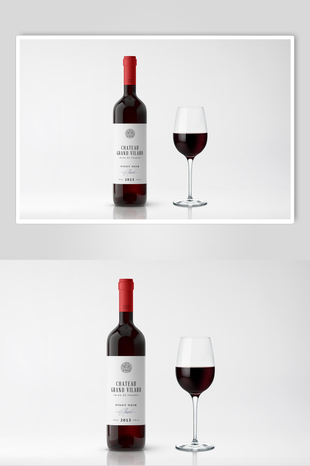 黑色精致红酒包装贴图样机素材