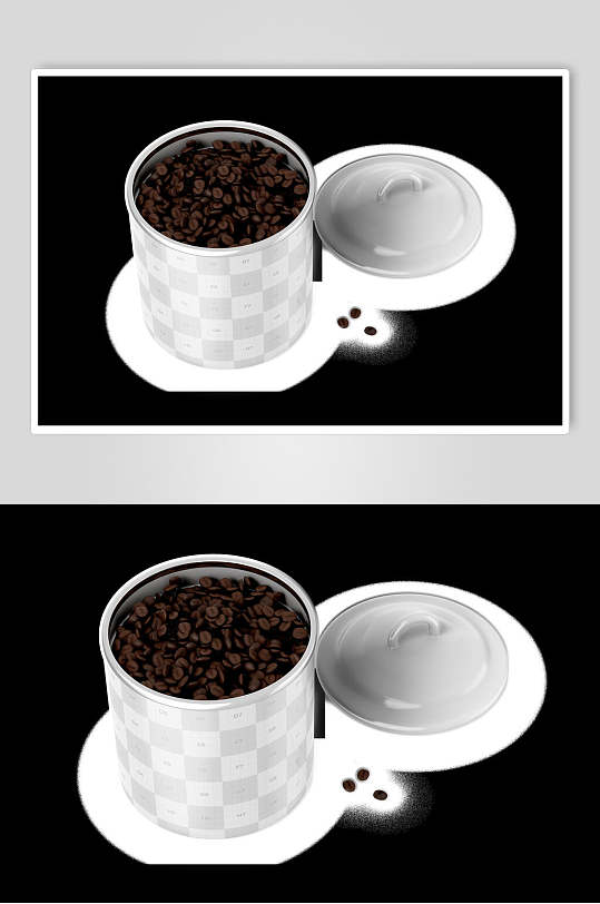咖啡豆盘子圆形白杯子贴图样机