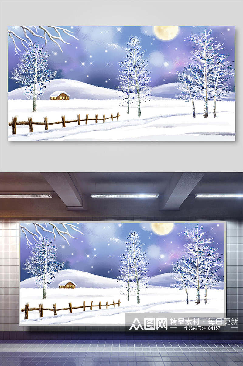 紫色圣诞节雪地背景素材