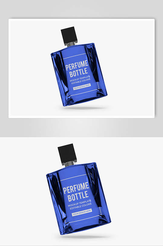 斜立喷口带盖蓝高端香水瓶样机