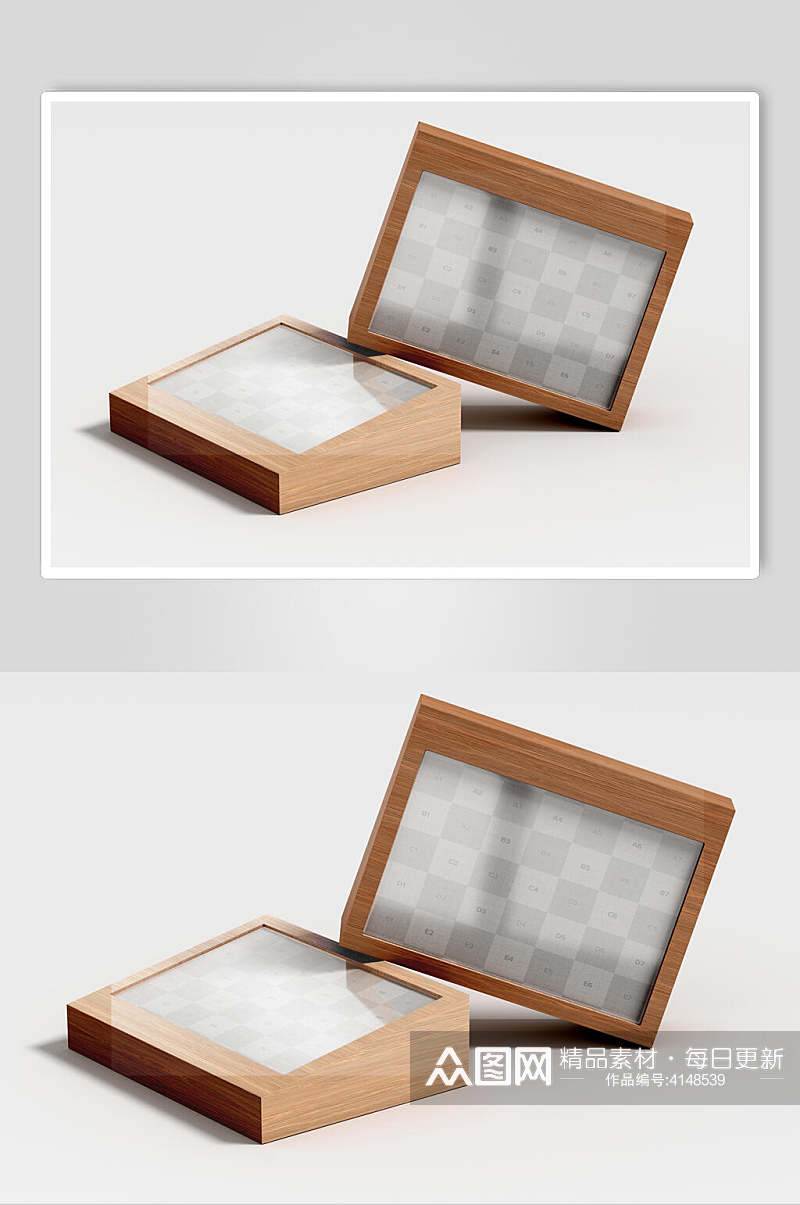 时尚木质相框贴图样机效果图素材