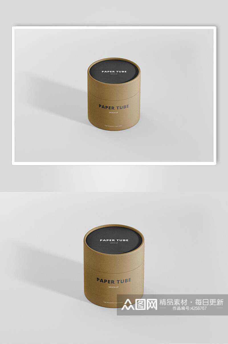 瓶罐英文字母棕圆纸桶展示样机素材