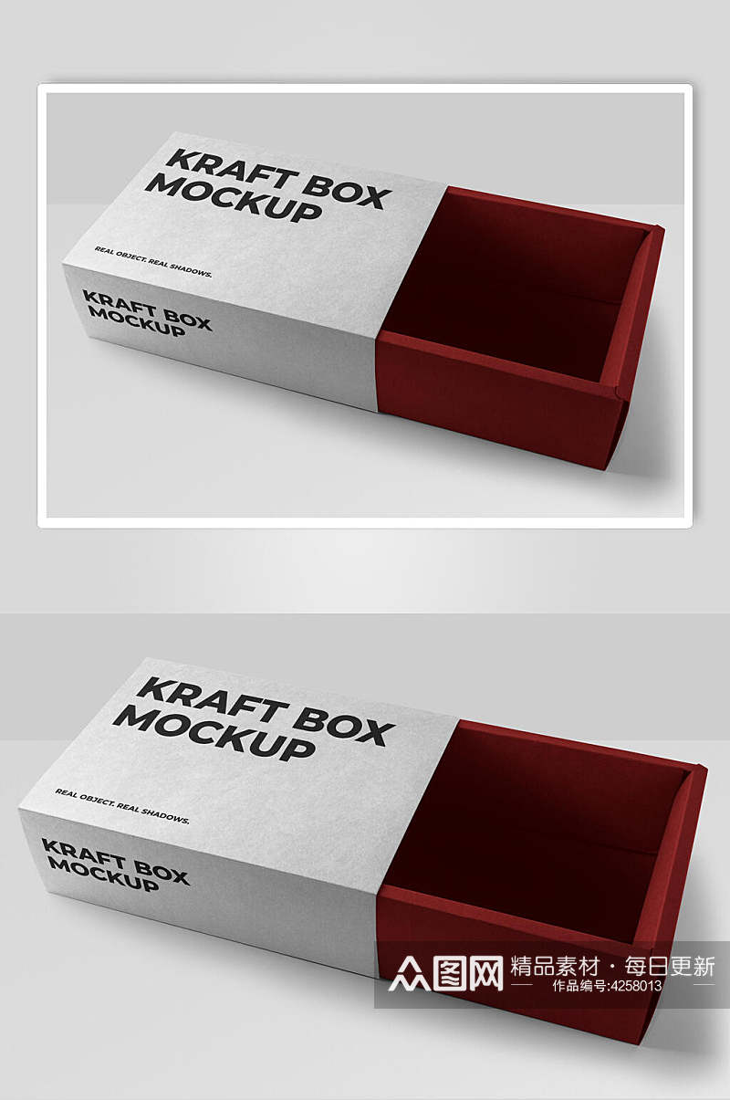 立体方形英文字母红抽屉盒样机素材