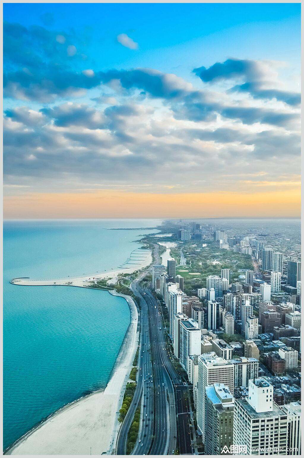 城市边缘蓝天风景图片素材