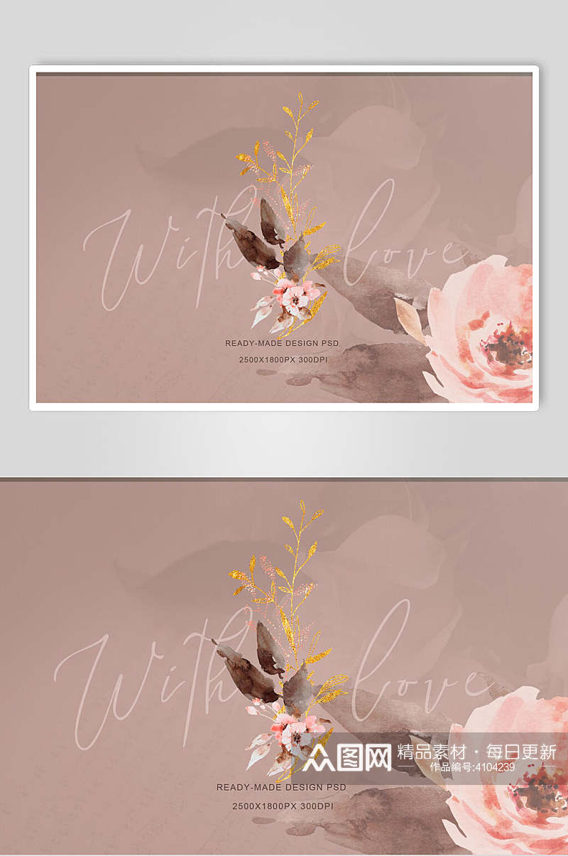 清新手绘花卉字母婚礼装饰素材素材