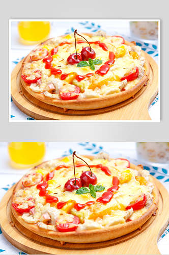 创意西红柿樱桃披萨美食图片
