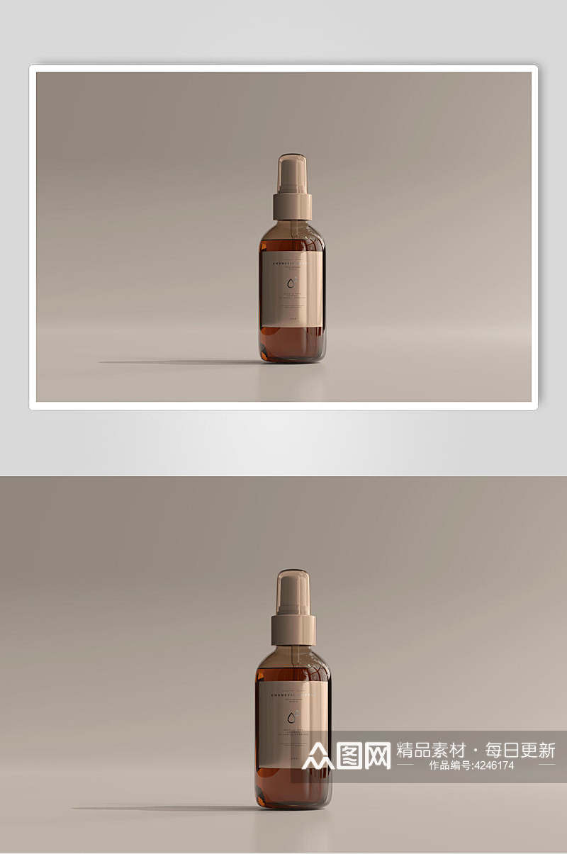 琥珀色化妆品包装瓶样机效果图素材