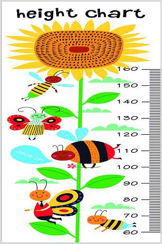 蜜蜂向日葵身高标尺