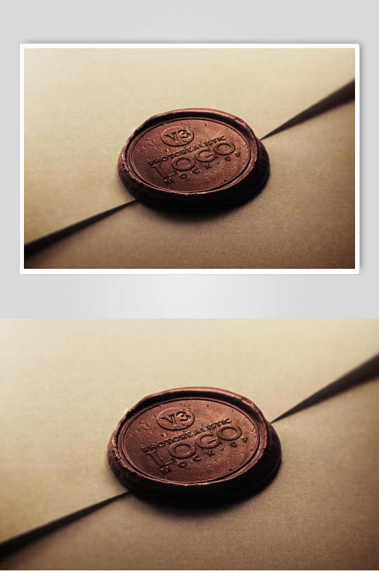 火漆英文字母棕色精致印章样机