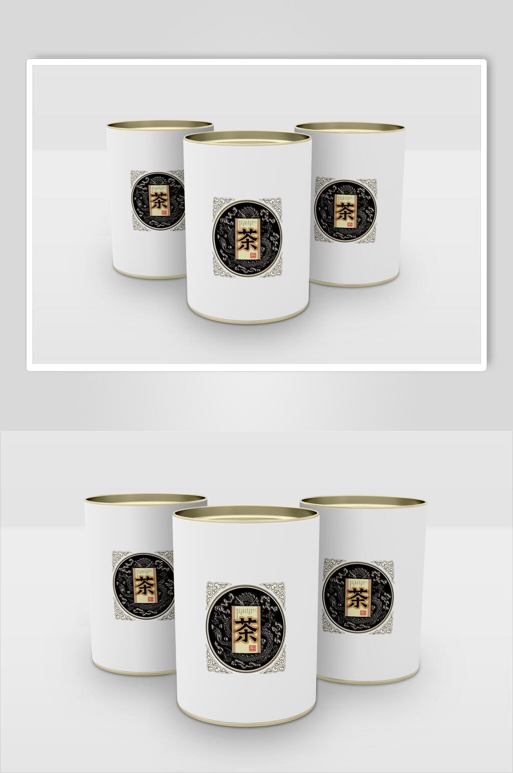 圆圈花纹茶字精致包装礼盒样机素材