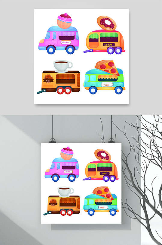 餐车扁平图片-餐车扁平素材下载-众图网