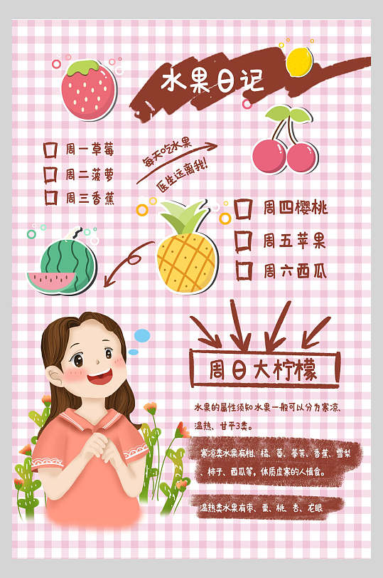 水果日记创意手账海报