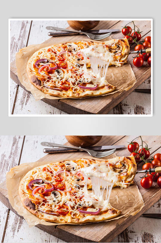 美味大气小西红柿披萨美食图片