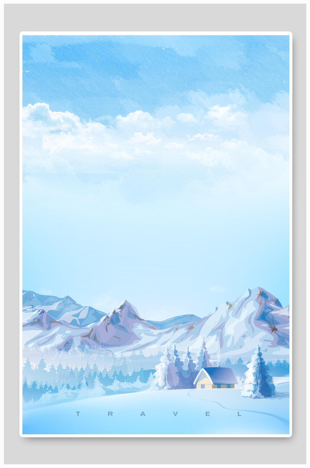 雪山蓝天草地背景素材