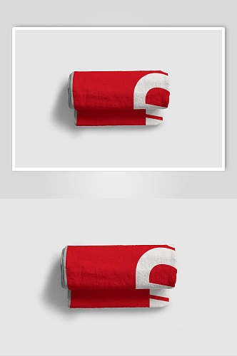 灰边红色毛巾图案贴图展示样机