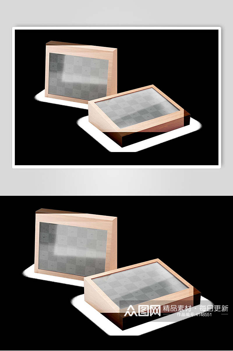 高端木质相框贴图样机效果图素材